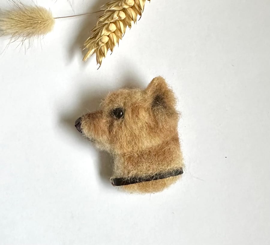 Needle felted hairy Terrier dog brooch