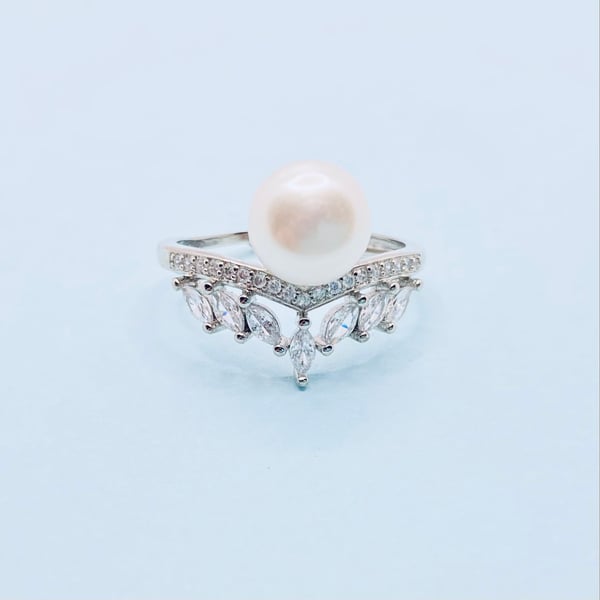 Freshwater Pearl Adjustable White Gold Plated Ring