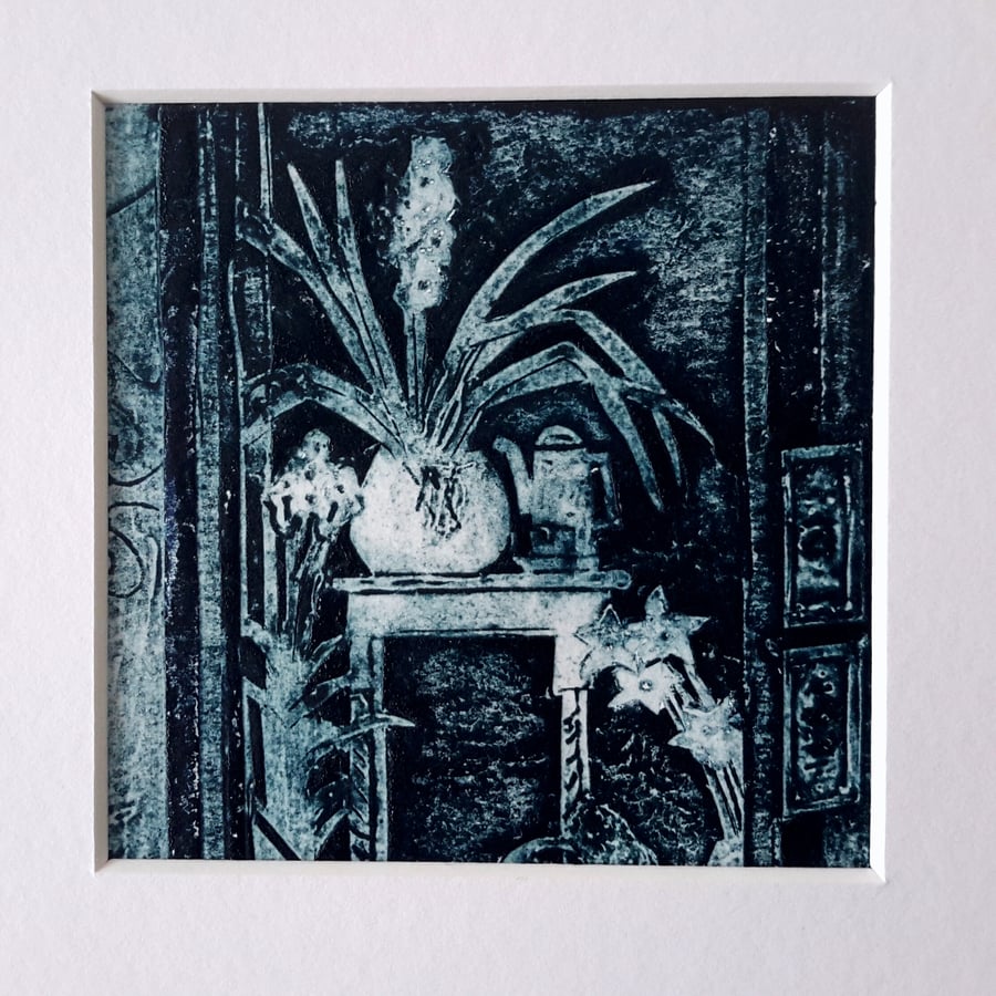 The Flower House -  Original Collagraph Print