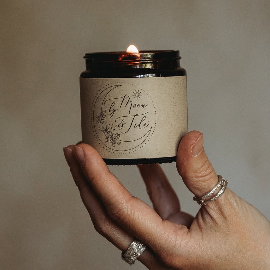 Personalised wood wick candle: Campfire Marshmallows