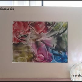 Rainbow silk encaustic art painting 