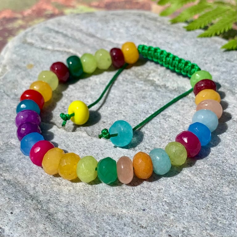 Rainbow Gemstone Slider Bracelet