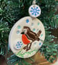 Ceramic Robin decoration with snowflake charm - Image 2