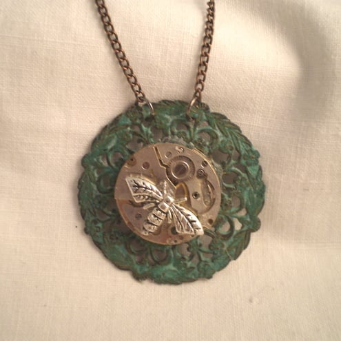 Steampunk Bee Garden Necklace.