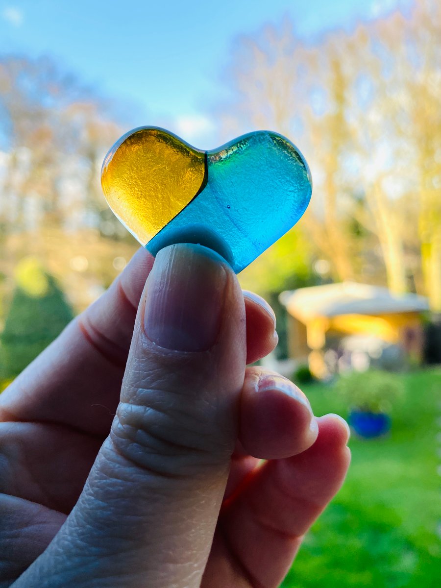 Charity  fused glass pocket heart (Ukraine Red Cross)