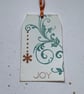 CHRISTMAS GIFT TAGS  ( set of 3) Snowflake. Flourish . Copper ,teal . Joy. - Image 4