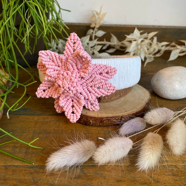 Handmade Macrame Flower Headband -  Pink