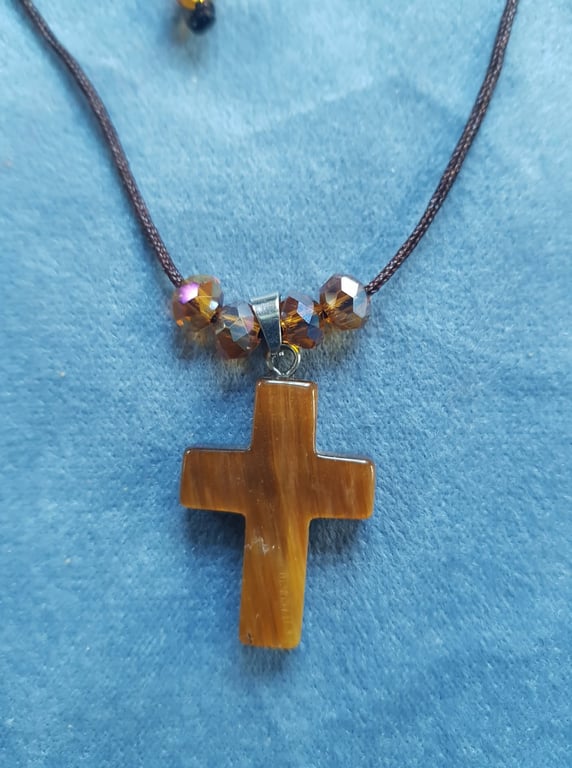 Handmade Corded Tigers Eye Pendant Necklace