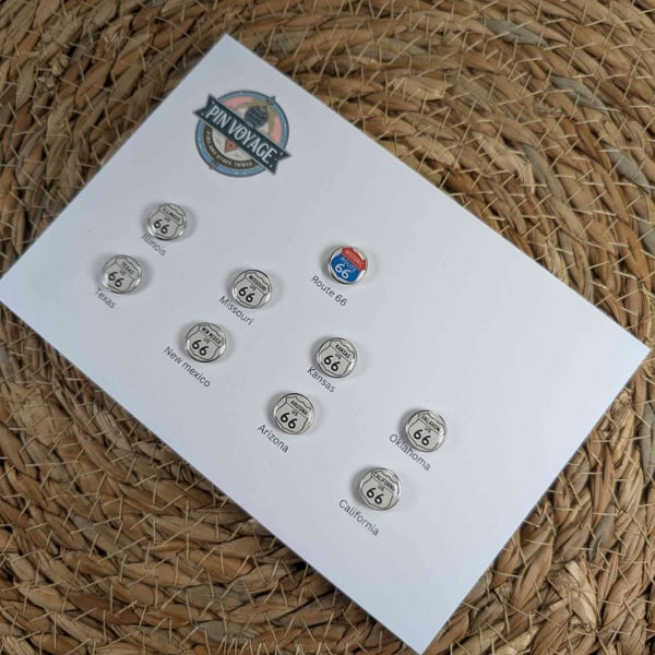 Route 66 Flag Map Pin - Route 66 USA States Flag Map Pin For Wood Map