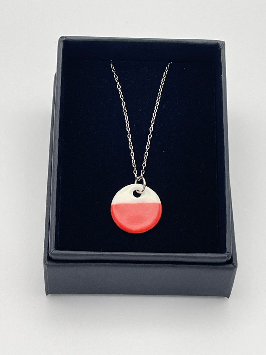 Red and white porcelain necklace