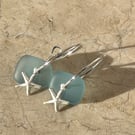 pale blue seaglass silver 925 earrings hoops mothers day
