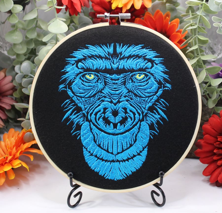 Gorilla Monkey Head Art Hoop for Animal and Nature Lovers Great Fathers Day Gift