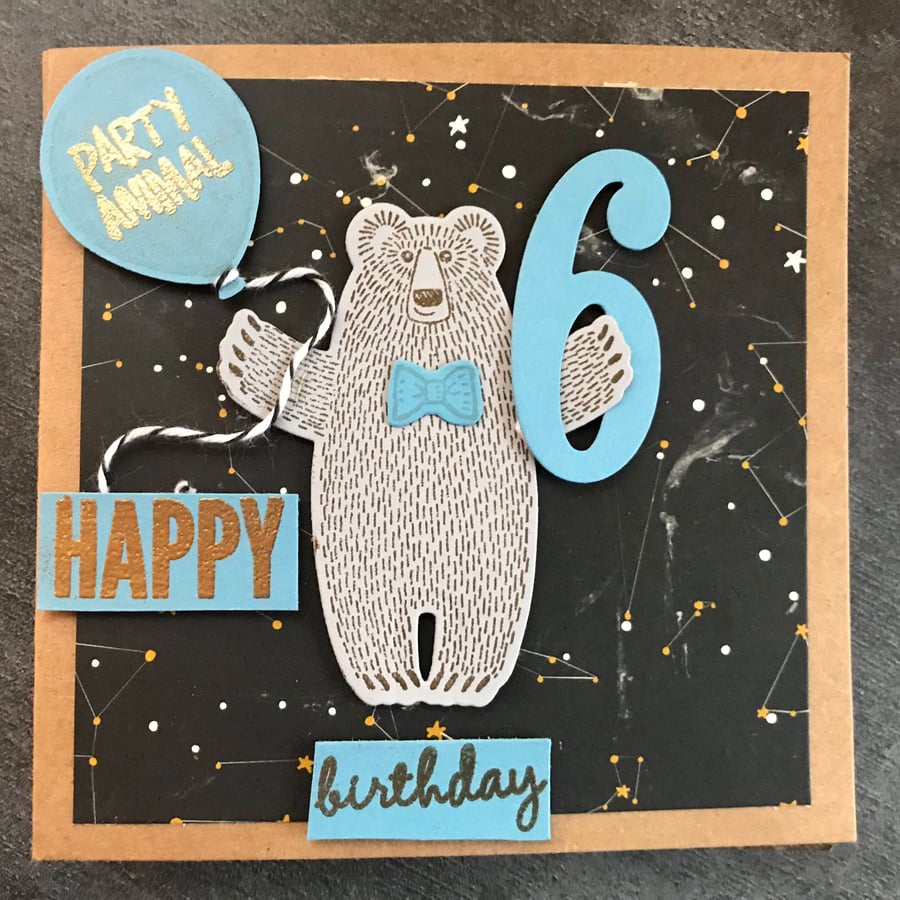Birthday "Bear Hugs Party Bear" Card