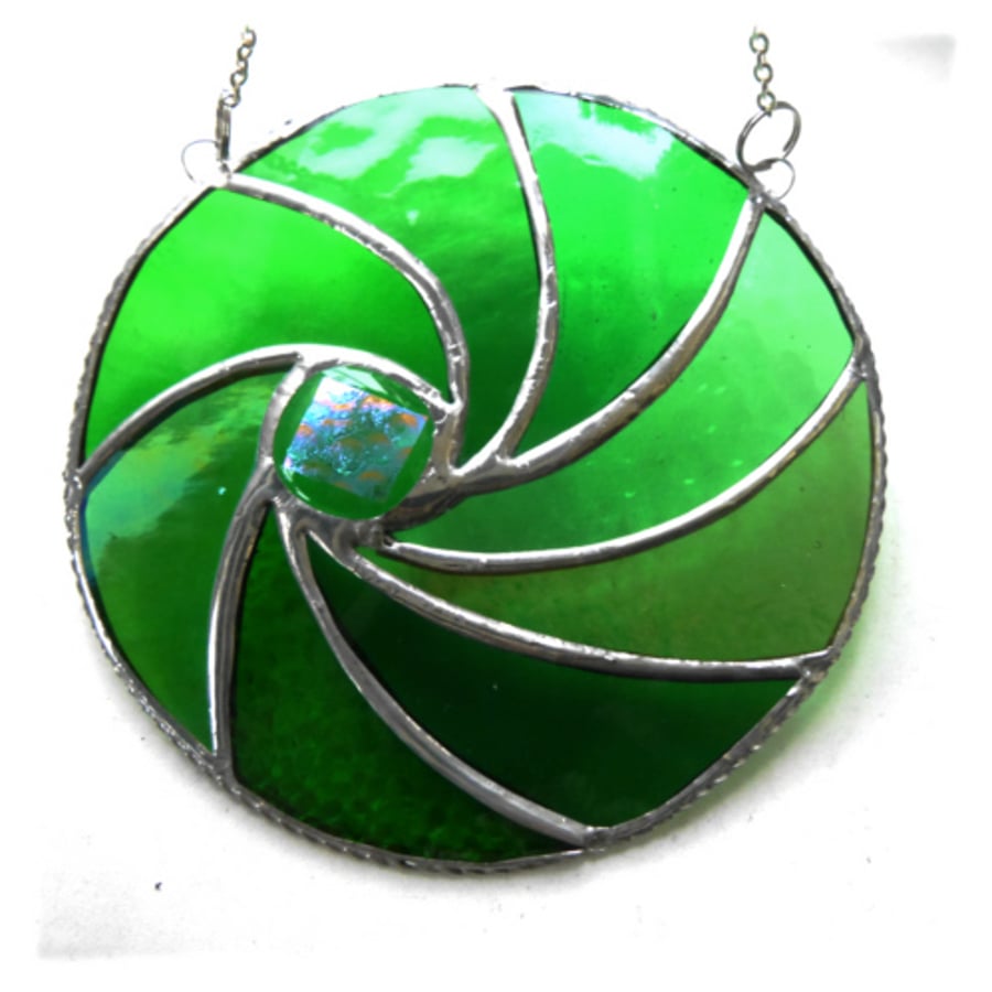 Ripwave Green Stained Glass Suncatcher Handmade Sea 015