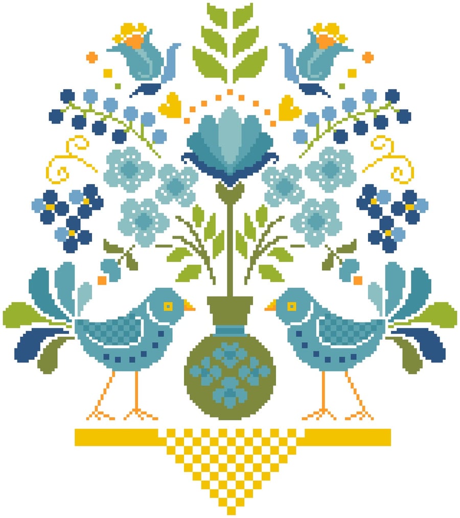 161 Hungarian Folk Art Flowers and Birds  - Cross Stitch Pattern
