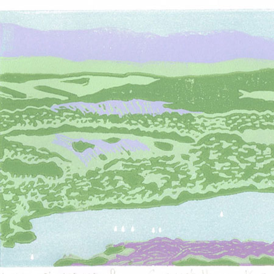 Lake Windermere from Gummer's How Fell - Original Limited Edition Linocut Print