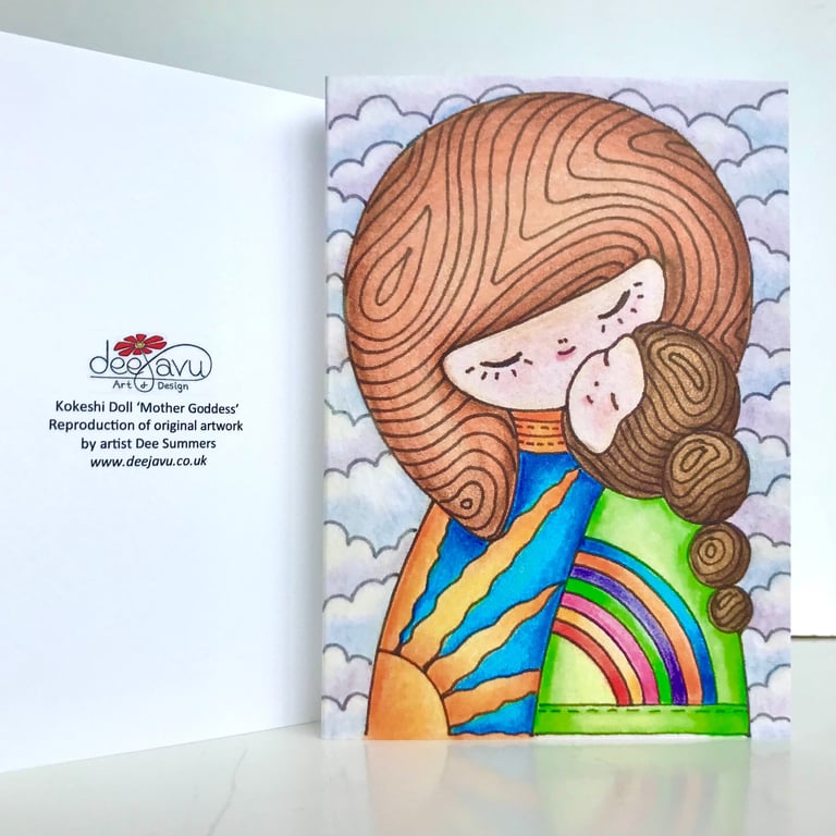 Cute Mother and Child Art Print Card, Mother's Day Card
