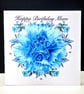 A Luxury Blue Carnation - Happy Birthday Mum Handmade card - unique design - Image 1