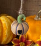 Tiny hanging ceramic pumpkin decoration black heart - Image 4
