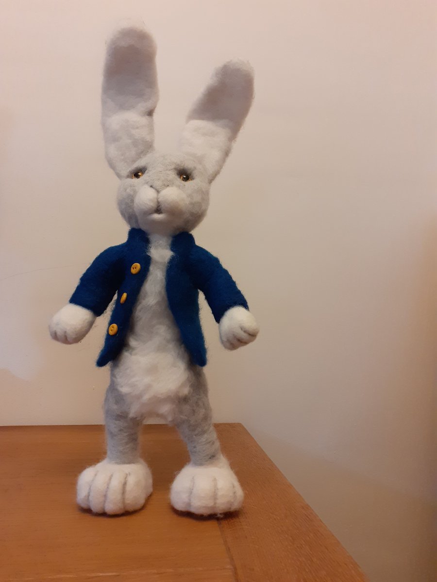 PIERRE, needle felted wool character Rabbit 