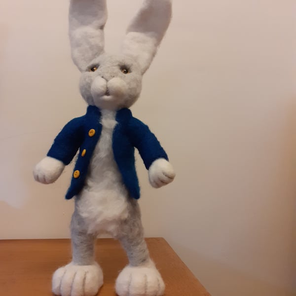 PIERRE, needle felted wool character Rabbit 