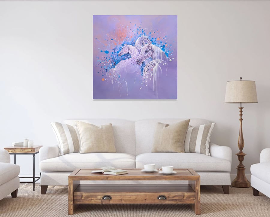 A Symphony of Horses, a purple horse painting