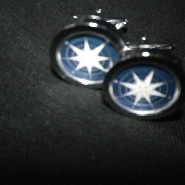 Cream Star cufflinks, free shipping, gift wrapped, elegant image, Ref 3540