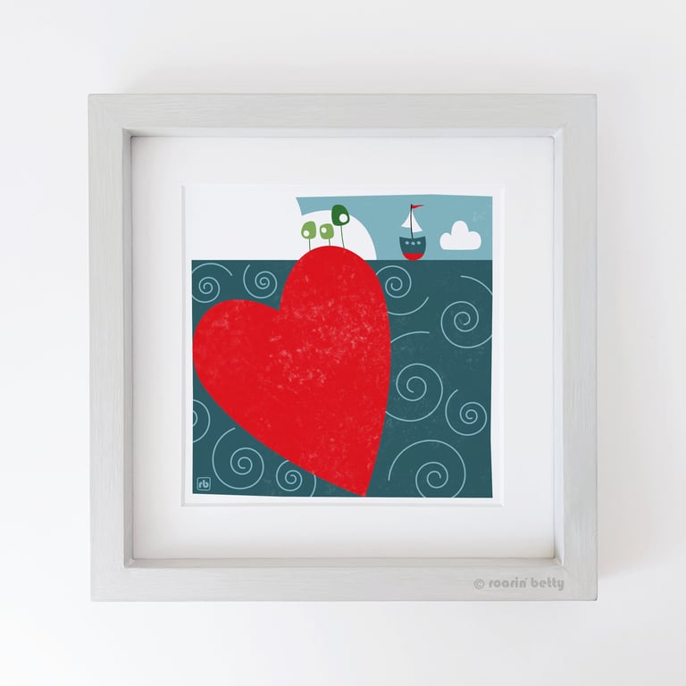 Love As Deep As The Ocean, sailing  illustration, original Giclee print