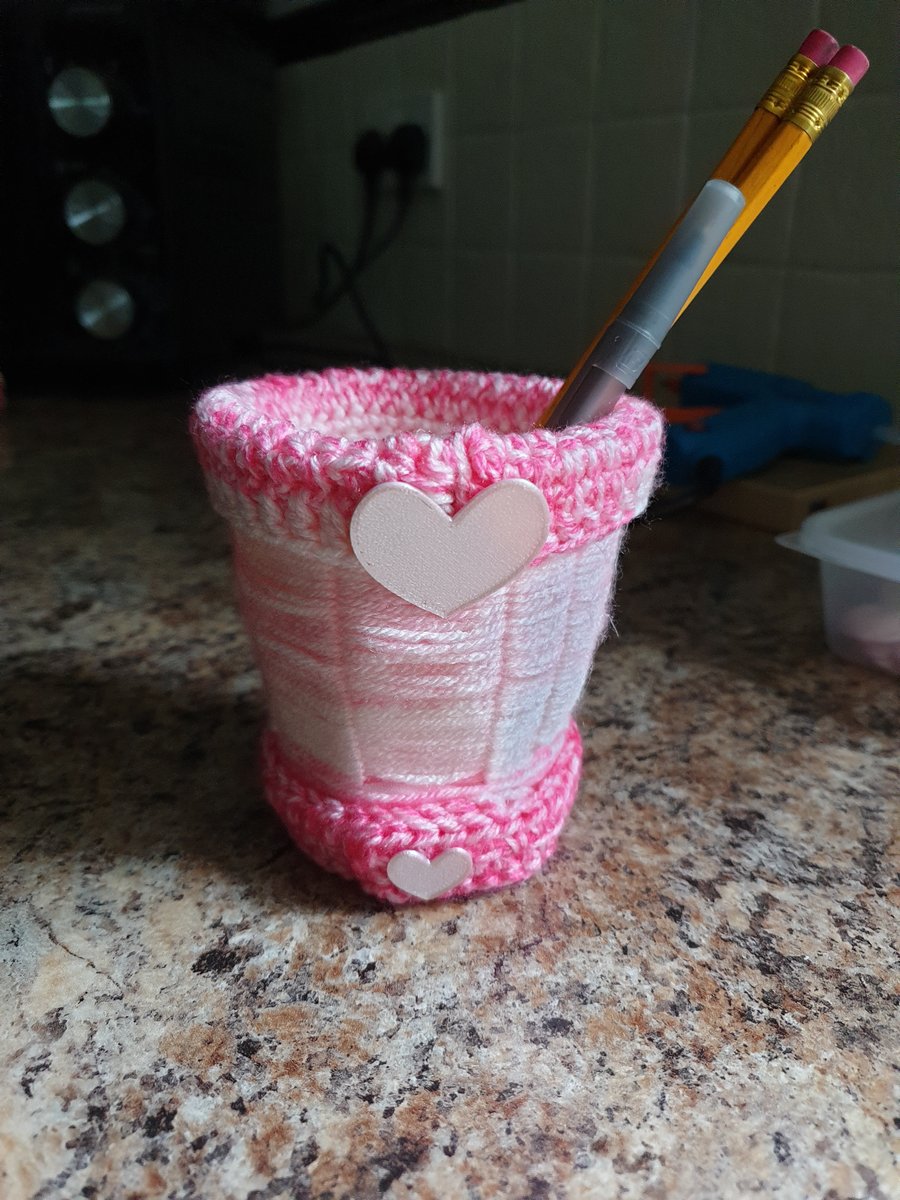 Handmade Pink Crochet Pen , Pencil Holder