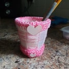 Handmade Pink Crochet Pen , Pencil Holder