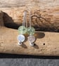 Earrings, Prehnite and hammered silver disc drop earrings, recycled silver, ARC - Image 6