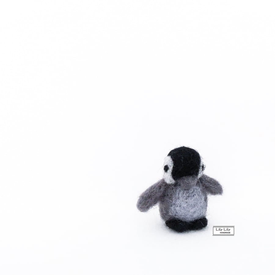 Miniature baby penguin needle felted mascot by Lily Lily Handmade