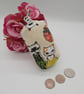 Keyring bag charm, boxed purse pouch in crazy cats fabric.   - Image 6