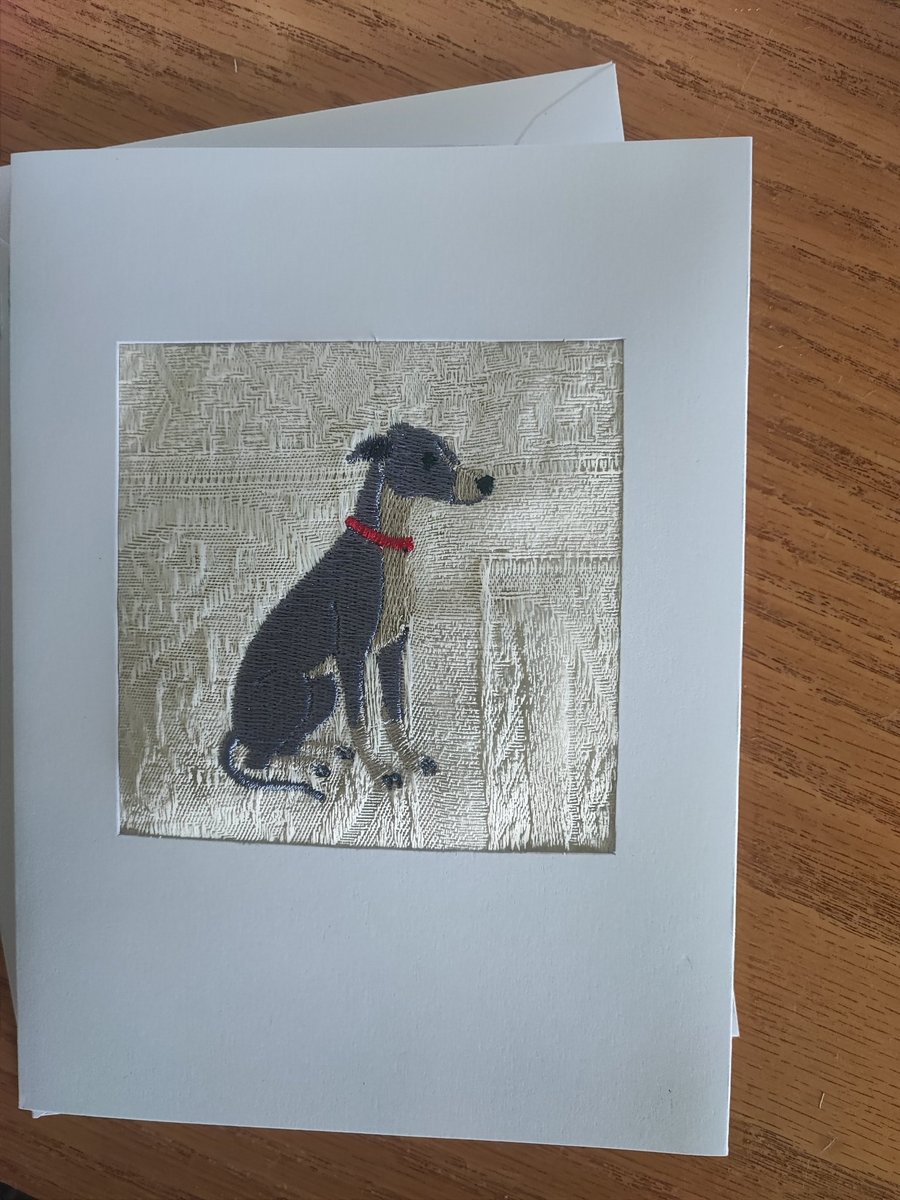 Card with Greyhound,Whippet Embroidery