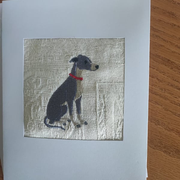 Card with Greyhound,Whippet Embroidery