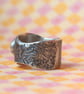 Silver Moonstone Ring - Modernist - Designer  - Darkened Silver - Size P - Image 2