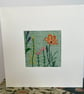 Hand embroidered blank greetings card - ‘Flower Border No.3’