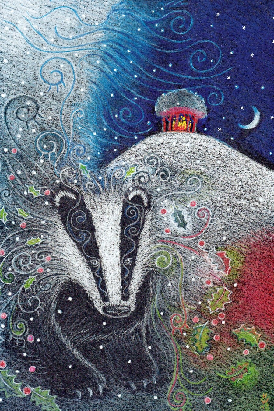 Yule Badger signed limited edition Giclee print of 100 by Hannah Willow