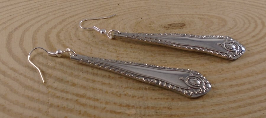 Upcycled Silver Plated Apple Sugar Tong Handle Earrings SPE082009