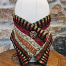 Fair Isle 'Peerie' Neckwarmer Charcoal and autumnal