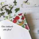 Green and White Floral Fabric Corner Bookmark 
