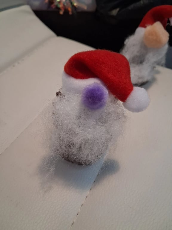 Pine Cone Christmas Gonk decoration with purple Nose
