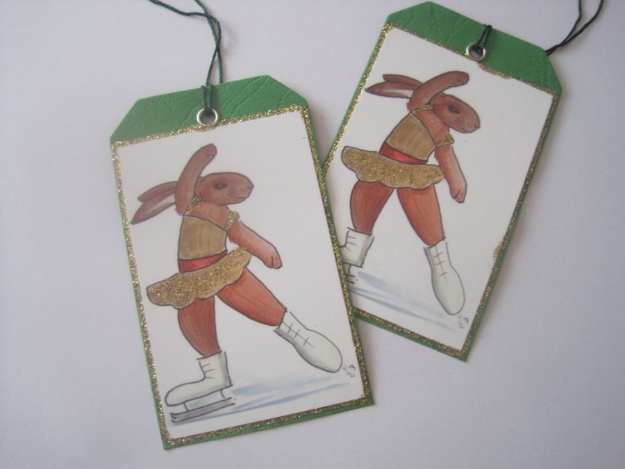 Gift Tag Ice Dance  Rabbit  x 2