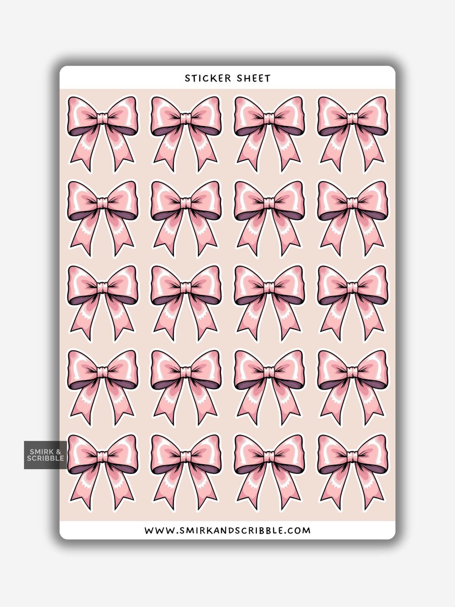 Funny Vinyl Sticker Sheet For Adults - Cute Pink Bow