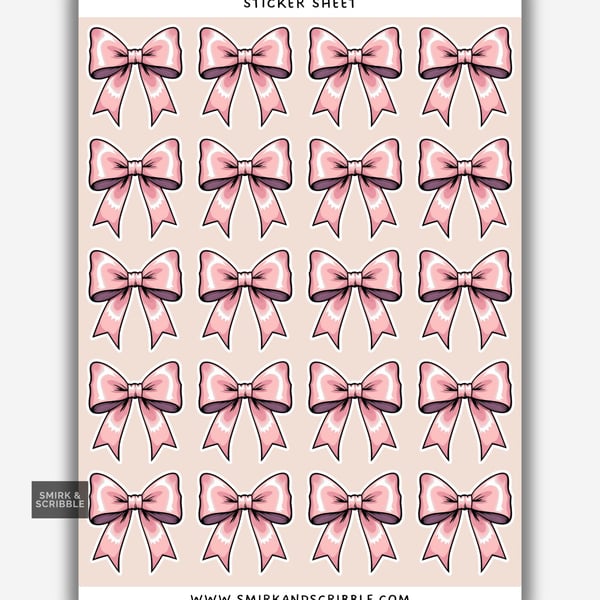 Funny Vinyl Sticker Sheet For Adults - Cute Pink Bow