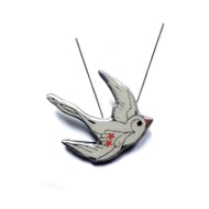 Swallow Bird Revolution Red Stars Necklace by EllyMental