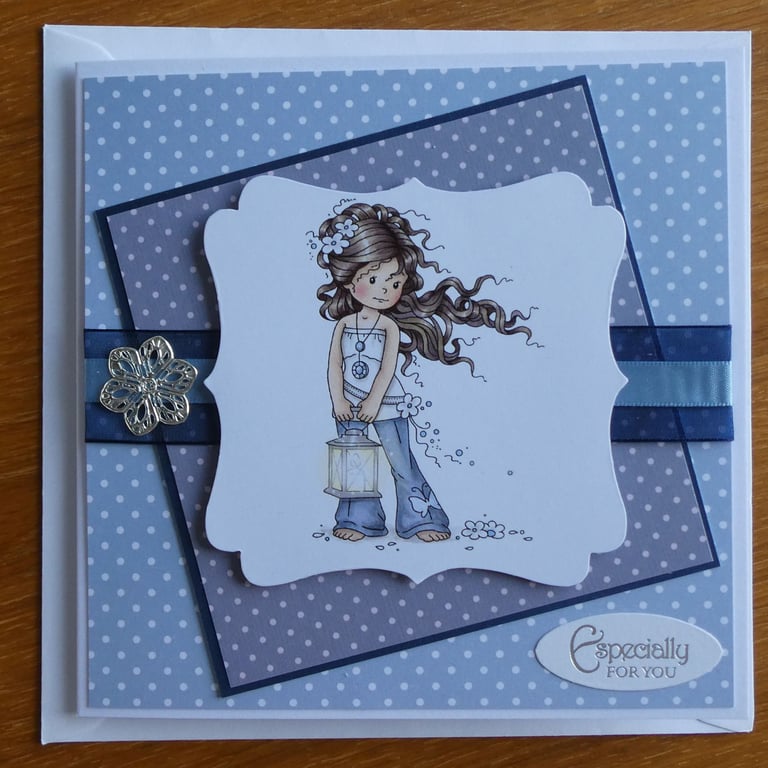 Happy Birthday Card - Girl With Lantern