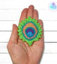 Crochet peacock feather brooch, peacock badge, peacock pin. - Image 4