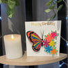 Handmade quilled happy birthday half butterfly card