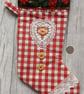 Scandi Style Hearts and Holly Gingham Christmas Stocking - Image 10